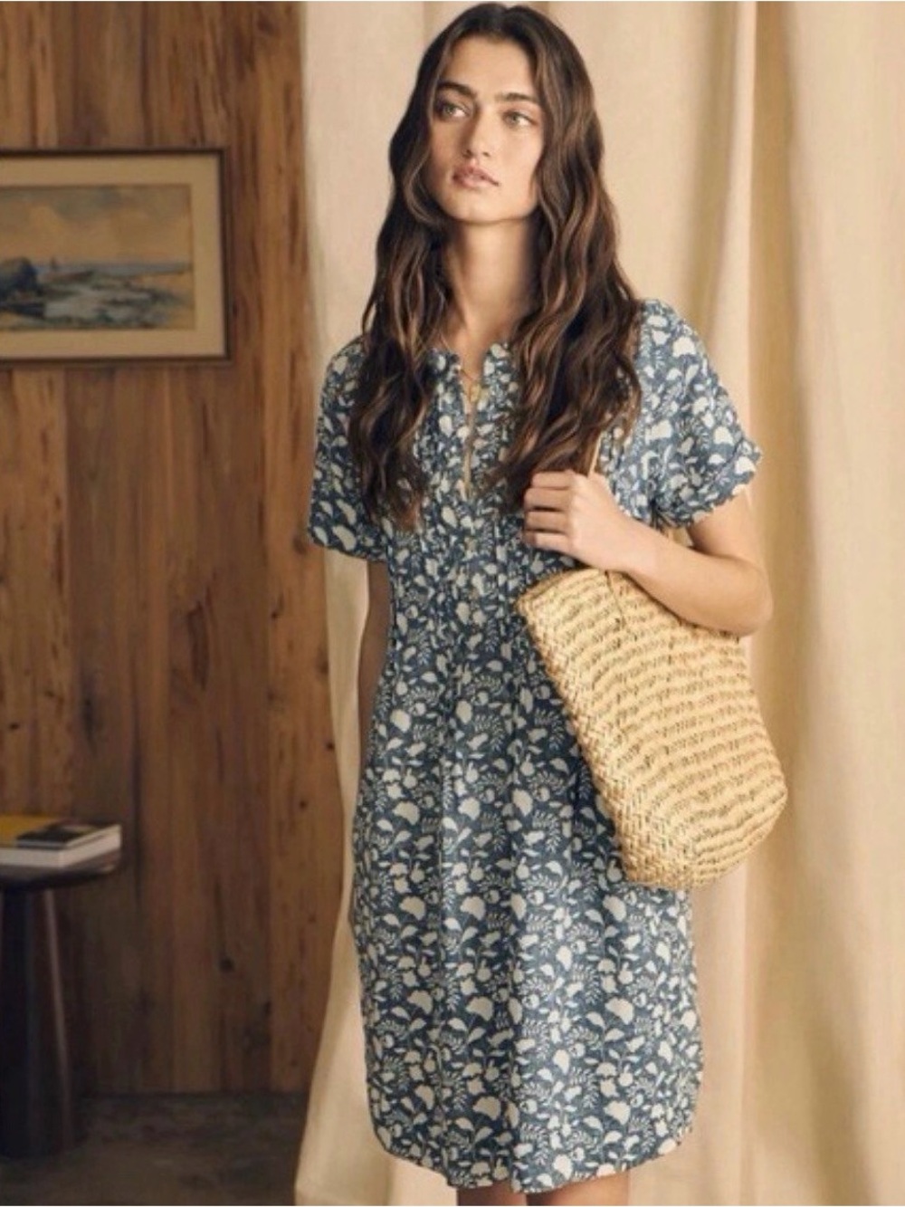 Faherty - Gemina Linen Blend Shift Dress Size XS
